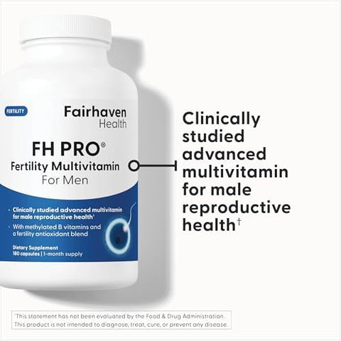 Fairhaven Health Fh Pro For Men Clinically Studied Premium Prenatal Fertility Supplements For Men Male Fertility Supplements Count And Motility Support Preconception For Him 180 Capsules
