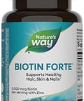 NatureS Way Extra Strength Biotin Forte Supports Healthy Hair Skin and Nails 5000 Mcg Per Serving High Potency BVitamins Vitamin C 60 Vegan Tablets (Packaging May Vary)