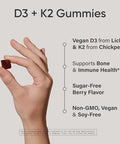 Sports Research Vegan Vitamin D3 K2 Sugar-Free Gummies - 125Mcg (5000Iu) Vitamin D W/ 100Mcg Mk7 Vitamin K - Supports Bone & Immune Health - Vegan Certified Non-Gmo Soy Free 60 Count