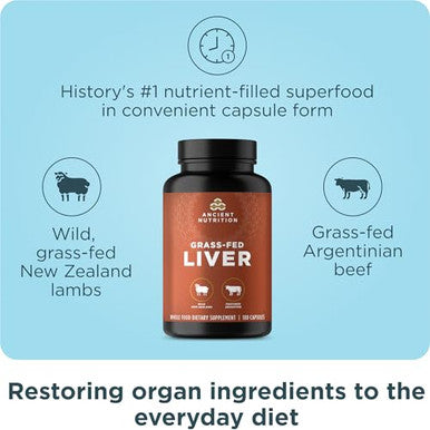 Ancient Nutrition Organ Supplements Grass Fed And Wild Organ Complex Capsules Beef & 180 Ct
