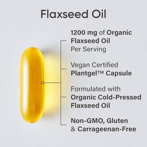 Sports Research Vegan Flaxseed Oil (1200Mg) Herbal Supplement With Plant-Based Ala Omega 3 - Vegan Certified & Non-Gmo Verified - Gluten Soy & Carrageenan Free (180 Veggie Softgels)