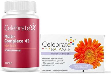 Celebrate Vitamins Bariatric Bundle Multi-Complete 45Mg Iron Multivitamin & Balance Probiotic + Prebiotic Capsules, Post-Surgery Nutritional & Digestive Support For Sleeve Gastrectomy & Gastric Bypa