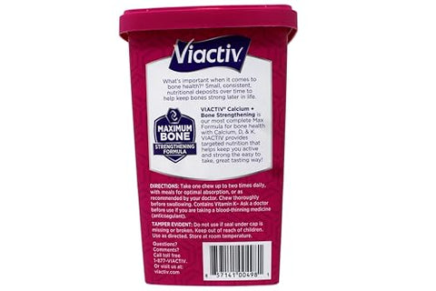 Viactiv Max Formula Calcium +Vitamin D3 Supplement for Bone Health Rich Caramel 100 Soft Chews 4 Pack