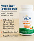Nordic Naturals Memory Support With Curcumin - 60 Soft Gels - 1000 Mg Omega-3 400 Mg Optimized Curcumin - Memory Cognition - Contains Phosphatidylcholine & Huperzine A - Non-Gmo 30 Servings