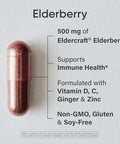 Sports Research Elderberry Immune Support With Zinc Ginger Vitamin C & D3 - Vegan Friendly Non-Gmo Gluten Free 60 Veggie Capsules