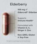 Sports Research Elderberry Immune Support With Zinc Ginger Vitamin C & D3 - Vegan Friendly Non-Gmo Gluten Free 60 Veggie Capsules