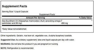 Swanson Omega-7 Oil from Sea Buckthorn Oil 450 mg 30 Liq Caps 4 Pack
