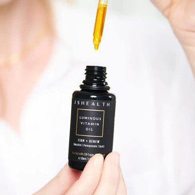 JSHealth Plump & Glow Skincare Bundle - Brightening Vitamin C Serum For Face & Hydrating Vitamin E Face Oil