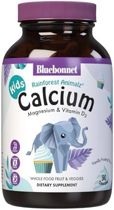 Bluebonnet Super Earth Rainforest Animalz Calcium Magnesium And Vitamin D3 Chews Natural Vanilla Frosting White 90 Count