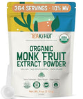 Pure Organic Monk Fruit Extract Powder, No Erythritol 4oz, 100% Monk Fruit Sweetener Powder for Keto and Paleo Diet, No Aftertaste, Zero Calories, Zero Carbs, Pure Monk Fruit Extract, 364 Servings