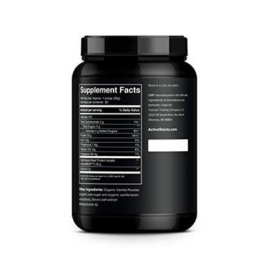 Active Stacks Beef Protein Powder Vanilla - Dairy Free With Natural Collagen For Keto Paleo Bone Broth & Low Carb Diets 2 Pound