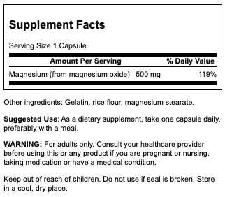 Swanson Magnesium Oxide 500 mg 100 Caps