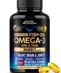 Nutraharmony Omega 3 Fish Oil 3600 Mg - Omega 3 Supplement Epa & Dha - Heavy Metals Free - Heart Brain & Joint Support - Purified Fish Oil For Men & Women - Lemon Flavored - Made In Usa 90 Softgels