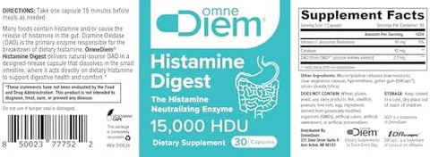 Omne Diem Histamine Digest 15000 Hdu Diamine Oxidase Dao Enzyme 30 Caps
