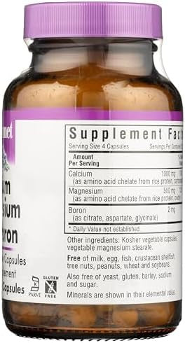 Bluebonnet Calcium Magnesium Plus Boron Vegetarian Capsules Offwhite 180 Count