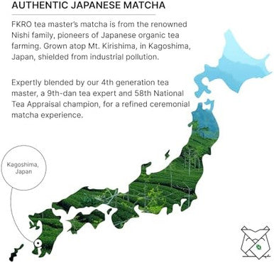 FKRO Tea Master's Organic Ceremonial Grade Matcha Green Tea Powder | Artisan Selected 1st Harvest | Stone-Ground Air-Flown Monthly from Japan | 30g Tin