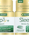 Nature'S Bounty Stress Support Plus Melatonin Sleep3 Maximum Strength 100 Drug Free Sleep Aid Dietary Supplement With Ashwagandha Time Release Technology 10Mg 56 Tri-Layered Tablets (Pack Of 2)