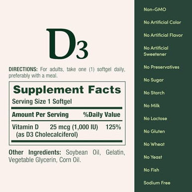 Nature'S Bounty Vitamin D3 1000 Iu Immune Health 120 Softgels ( Pack Of 1 )