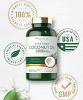 Carlyle Coconut Oil Extra Virgin Softgel Capsules | 3000mg | 240 Count | Naturally Occurring MCTs | Non-GMO and Gluten Free Supplement