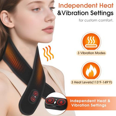 Rohvemj Cordless Neck Massager With Heat Red Light Therapy For Neck Neck Heating Pad For Pain Heated Neck Wrap 660Nm 850Nm Fsa Eligible Hsa Heated Neck Massager 3000Mah Battery Black