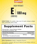 Sundance Vitamin E 180Mg (400 Iu) 100 Quick Release Softgels High Potency Formula Nongmo And Gluten Supplement