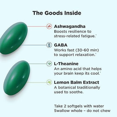 Olly Ultra Strength Goodbye Stress Softgels Gaba Ashwagandha Ltheanine And Lemon Balm & Ultra Strength Brain Softgels Nootropic Supports Healthy Brain Function Memory