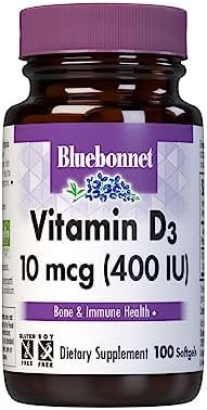Bluebonnet Nutrition Vitamin D3 400 Iu Softgels Aids In Muscle And Skeletal Growth Cholecalciferol From Fish Oil Non Gmo Gluten Soy Dairy 100 Softgels
