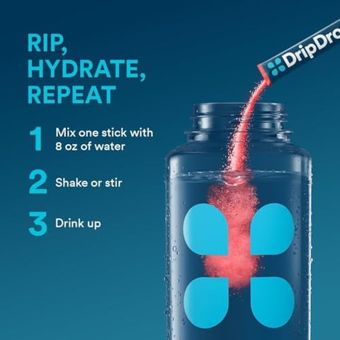 Dripdrop Hydration Packets Juicy Variety Pack Single Serve Electrolytes Powder Drink Mix Grape Fruit Punch Strawberry Lemonade Cherry Nongmo Gluten Vegan 32 Sticks