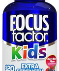 Focus Factor Kids Extra Strength Daily Chewable for Brain Health Support 120 Count Vitamins Quality Formula Gluten and Dairy Free Supplements for Children No Artificial Sweetener