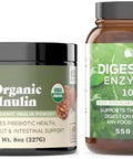Complete Natural Products Pure Organic Inulin Powder 8Oz & Digestive Enzymes 100 Capsules Bundle