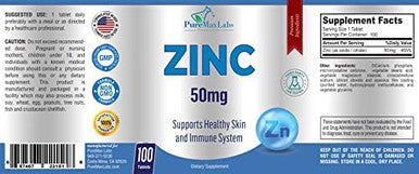 Zinc Citrate/Oxide 50Mg - Immune Support & Antioxidant Supplement, Skin Health Support - 100 Tablets