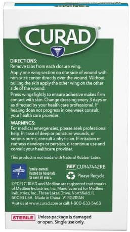Curad Butterfly Closure Waterproof Adhesive Bandages 1-3/4" x 3/8" Ideal for Wound Care Box of 12