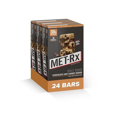 Metrx Big 100 Colossal Protein Bars Chocolate Chip Cookie Dough Meal Bars 24 Count
