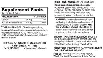 Ferrous Sulfate 325Mg Iron Supplement (2-Pack) Iron Pills 100 Iron Tablets Per Bottle 2-Pack
