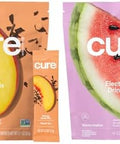 Cure Hydration Plantbased Electrolyte Drink Mix Energy & Dehydration Bundle No Sugar Coconut Water 100Mg Caffeine Nongmo Vegan 14Pack Each: Peach Tea & Watermelon
