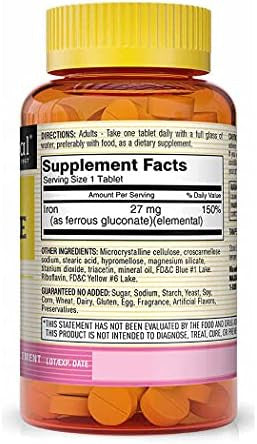 Mason Natural Ferrous Gluconate Supports Red Blood Cell Formation Gentle On Stomach Iron Supplement 100 Tablets