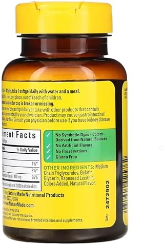 Nature Made Extra Strength Magnesium Oxide 400 Mg Dietary Supplement For Muscle Nerve Bone And Heart Support 60 Softgelss.