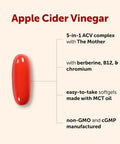 Micro Ingredients Apple Cider Vinegar With The Mother 240 Softgels 5-In-1 Acv With Methylated Vitamin B12 Chromium Berberine & Ceylon Cinnamon Made With Mct Oil Non-Gmo