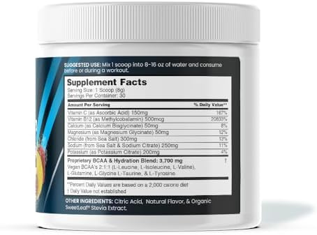 Nbpure Hydration+ Electrolyte Powder " Natural Hydration & Recovery For Men & Women " Sea Salt Potassium Magnesium Vegan Bcaas " Fasting Friendly