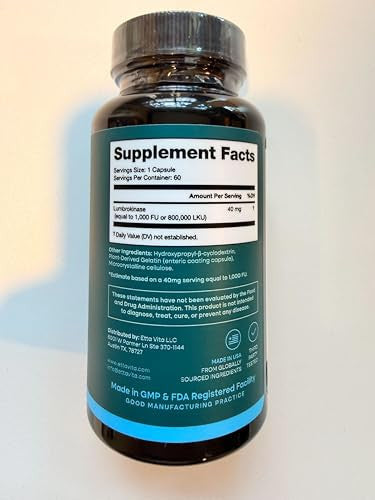 Etta Vita Potent Lumbrokinase Supplement 40Mg/Serving (Max Activity - 800000 Units) - Lumbrokinase Enzymes Capsules For Energy Support Digestion Detox Cognition & Gut Health - Similar To Nattokinase