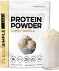 Clean Simple Eats Whey Protein Powder Simply Vanilla Flavor Naturally Sweetened 100% Grass Fed Protein Powder With Digestive Enzymes & No Artificial Ingredients Gluten 30 Servings