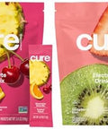 Cure Hydration Bundle Plantbased Electrolyte Drink Mix No Added Sugar Fsahsa Dehydration Relief Powder Made With Coconut Water Vegan 28 Packets Strawberry Kiwi & Tropical Punch