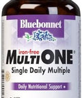 Bluebonnet Nutrition Multi One (Iron ) Vegetable Capsules Complete Full Spectrum Multiple B Vitamins General Health Gluten & Milk Kosher 3 Month Supply White 90 Count