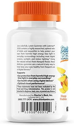 Doctor'S Best Lutein Gummies With Lutemax 2020 60 Ct Chewable Natural Eye Support Supplement Marigold Lutein Zeaxanthin Eye Health & Macular Support Nongmo Natural Fruit Pectin Vegan