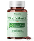 Hojasana Oil Of Oregano With Black Seed Oil & Vitamin D3 3-In-1 Immune & Digestive Support Enteric-Coated Softgels For Seasonal Wellness 120 Softgels 60-Day Supply Non-Gmo Gluten-Free Soy-Free