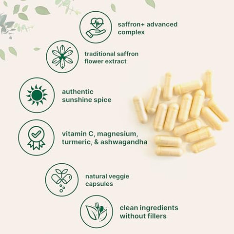 Micro Ingredients Saffron Advanced Supplements 60 Veggie Capsules 10-In-1 With Saffron Extract High Absorption Fat-Soluble Vitamin C Magnesium Turmeric & Ksm-66 Ashwagandha Filler Free