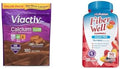 Viactiv Calcium Plus Vitamin D Supplement Soft Chews Brown Milk Chocolate 180 Count & Vitafusion Fiber Well Sugar Fiber Supplement Peach Strawberry And Blackberry Flavored