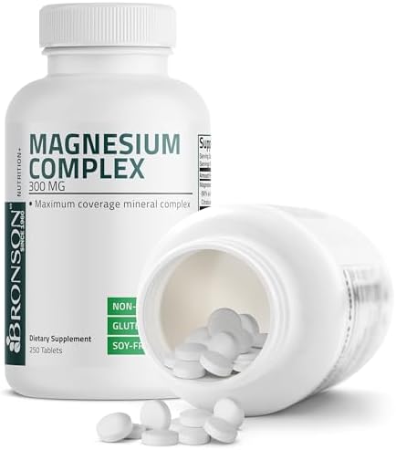 Bronson Triple Magnesium Complex Maximum Coverage 300mg NonGMO Formula 250 Tablets