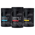 Sports Research Antarctic Krill Oil Omega 3 1000Mg (Double Strength) With Phospholipids Choline & Astaxanthin Triple Strength Omega 3 Fish Oil Single-Source Wild Alaska Pollock 1250Mg Vitamin D3 K