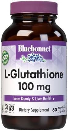 Bluebonnet Lglutathione 100 Mg Vitamin Capsules 60 Count White